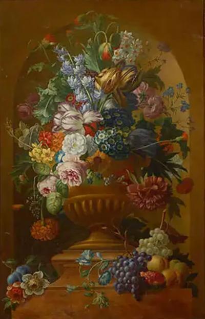 Swedish 1780s Floral Painting in the Manner of Paulus Theodorus van Brussel