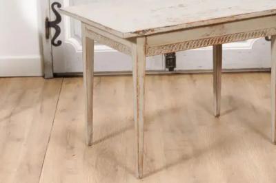 Swedish 1790s Gustavian Period Painted Side Table with Carved Guilloches