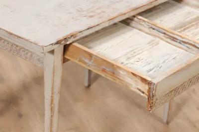 Swedish 1790s Gustavian Period Painted Side Table with Carved Guilloches
