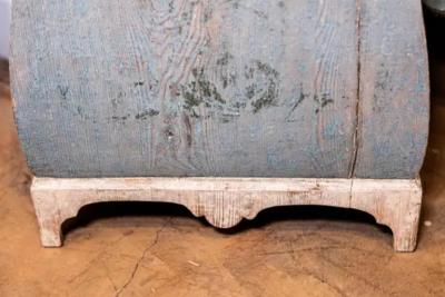 Swedish 1790s Long Case Mora Clock with Blue Gray Paint and Carved Crest