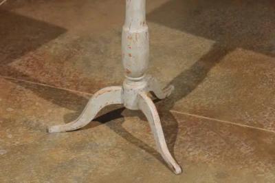 Swedish 1850s Grey Painted Gu ridon Pedestal Side Table with Wind Rose Motif