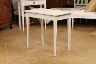 Swedish 1860s Gustavian Style Painted Console Table with Carved Floral D cor