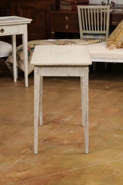 Swedish 1860s Gustavian Style Painted Console Table with Carved Floral D cor