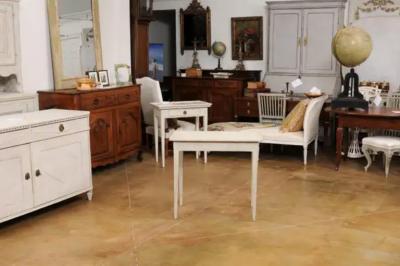 Swedish 1860s Gustavian Style Painted Console Table with Carved Floral D cor