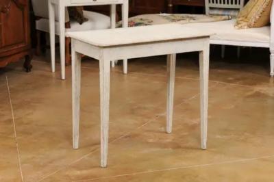 Swedish 1860s Gustavian Style Painted Console Table with Carved Floral D cor