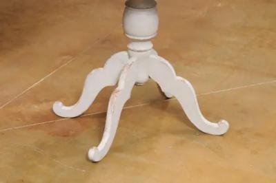 Swedish 1860s Painted Oval Pedestal Table with Carved Apron and Quadripod Base