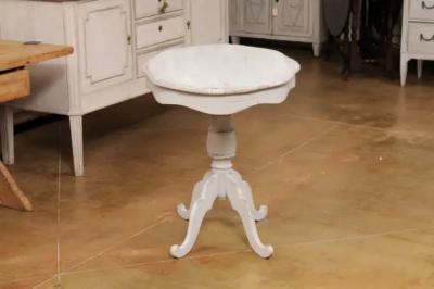 Swedish 1860s Painted Oval Pedestal Table with Carved Apron and Quadripod Base