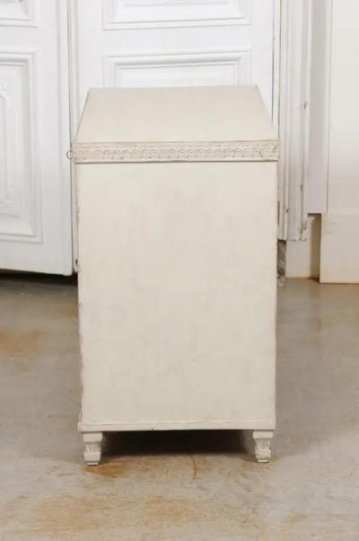 Swedish 1865 Neoclassical Style Painted Three Drawer Chest with Guilloches