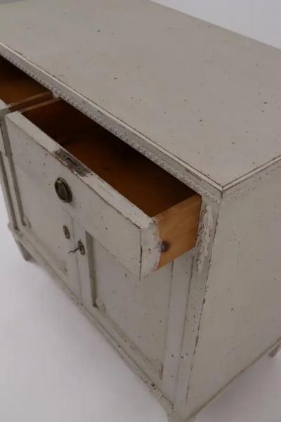 Swedish 1880s Gustavian Style Gray Painted Sideboard with Carved Guilloches