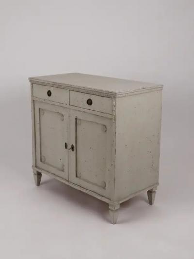 Swedish 1880s Gustavian Style Gray Painted Sideboard with Carved Guilloches