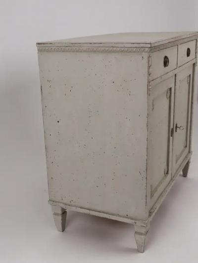 Swedish 1880s Gustavian Style Gray Painted Sideboard with Carved Guilloches