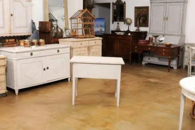 Swedish 1880s Gustavian Style Painted Side Table with Three Reeded Drawers