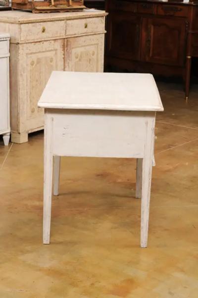 Swedish 1880s Gustavian Style Painted Side Table with Three Reeded Drawers