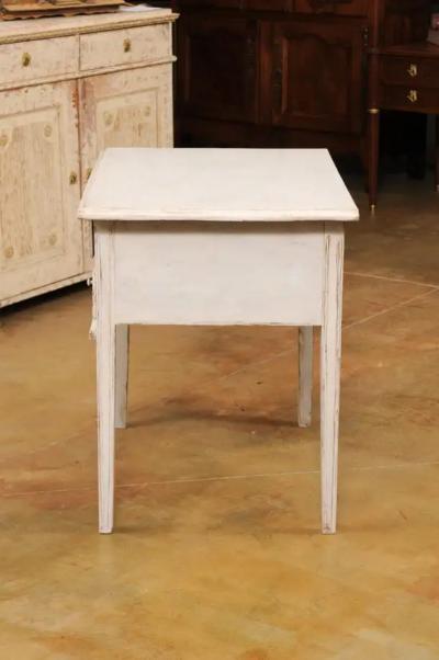 Swedish 1880s Gustavian Style Painted Side Table with Three Reeded Drawers