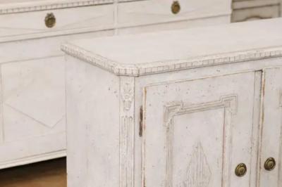 Swedish 1880s Gustavian Style Painted Wood Sideboard with Carved Diamond Motifs
