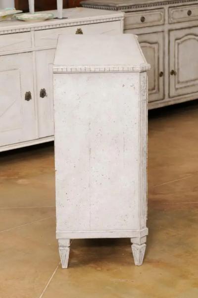 Swedish 1880s Gustavian Style Painted Wood Sideboard with Carved Diamond Motifs