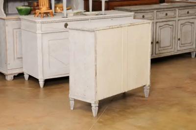 Swedish 1880s Gustavian Style Painted Wood Sideboard with Carved Diamond Motifs