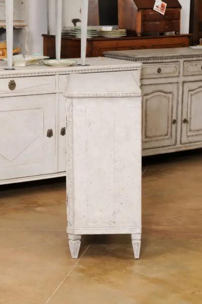 Swedish 1880s Gustavian Style Painted Wood Sideboard with Carved Diamond Motifs