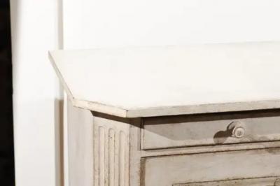 Swedish 1890 Painted Sideboard with Two Drawers Two Doors and Fluted Side Posts