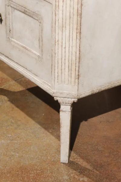 Swedish 1890 Painted Sideboard with Two Drawers Two Doors and Fluted Side Posts