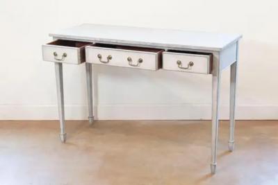 Swedish 1890s Painted Wood Console Table with Three Drawers and Tapered Legs