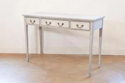 Swedish 1890s Painted Wood Console Table with Three Drawers and Tapered Legs