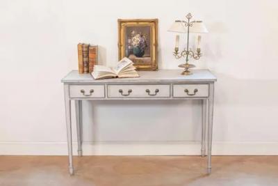 Swedish 1890s Painted Wood Console Table with Three Drawers and Tapered Legs