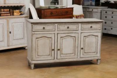 Swedish 1890s Painted Wood Sideboard with Three Drawers over Three Doors