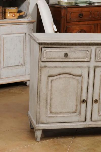 Swedish 1890s Painted Wood Sideboard with Three Drawers over Three Doors