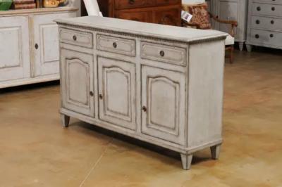 Swedish 1890s Painted Wood Sideboard with Three Drawers over Three Doors