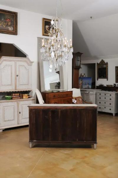 Swedish 1890s Painted Wood Sideboard with Three Drawers over Three Doors