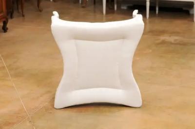 Swedish 1890s Rococo Revival Painted Wood Stool with Carved Floral Motifs