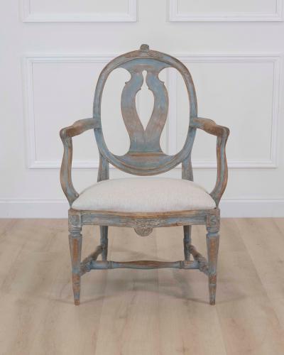Swedish 18th Century Gustavian Painted Armchair