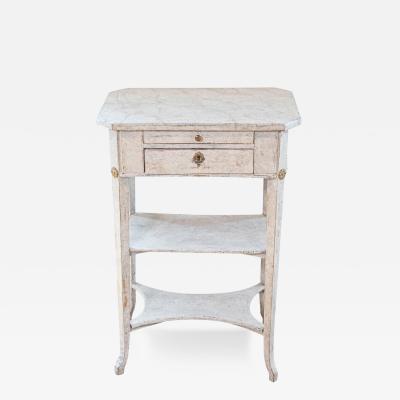 Swedish 1900s Gustavian Style Painted Console Table with Two Drawers and Shelves