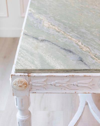 Swedish 1920s Painted Center Table with Green Marble Top
