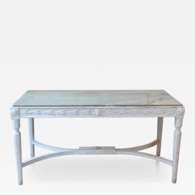 Swedish 1920s Painted Center Table with Green Marble Top
