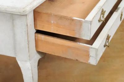 Swedish 1920s Rococo Style Painted Wood Two Drawer Chest with Carved Apron