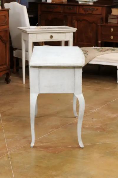 Swedish 1920s Rococo Style Painted Wood Two Drawer Chest with Carved Apron
