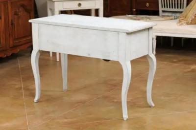 Swedish 1920s Rococo Style Painted Wood Two Drawer Chest with Carved Apron