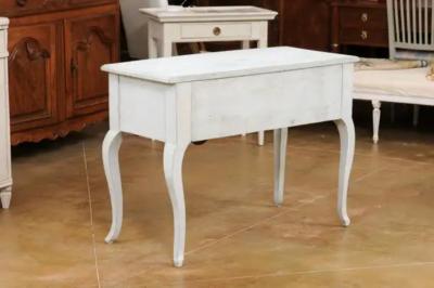 Swedish 1920s Rococo Style Painted Wood Two Drawer Chest with Carved Apron