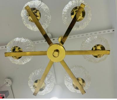 Swedish 1970s Mid Century Floral Glass Chandelier Pendant