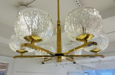 Swedish 1970s Mid Century Floral Glass Chandelier Pendant