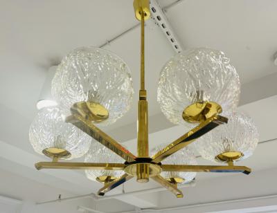 Swedish 1970s Mid Century Floral Glass Chandelier Pendant