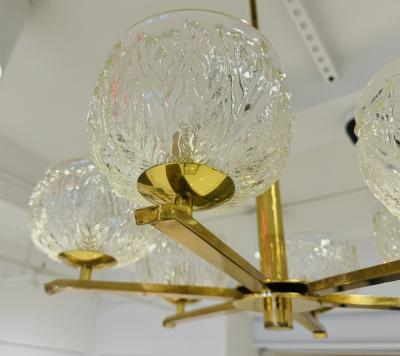 Swedish 1970s Mid Century Floral Glass Chandelier Pendant