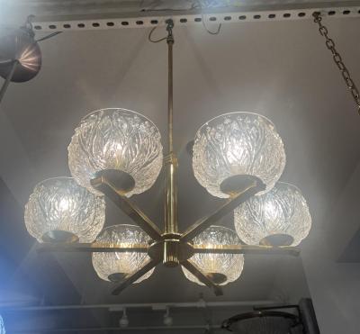 Swedish 1970s Mid Century Floral Glass Chandelier Pendant