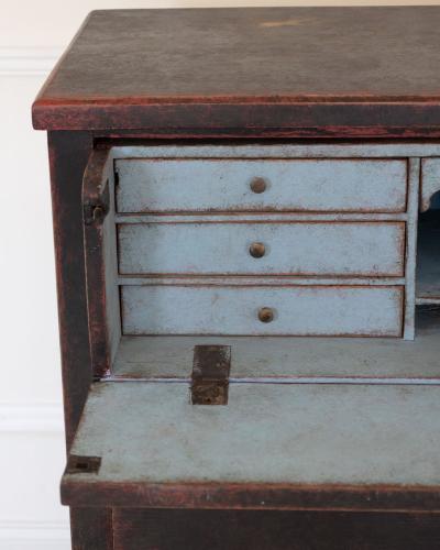 Swedish 19th Century Black Painted Oak Secretary Bureau circa 1830 1850