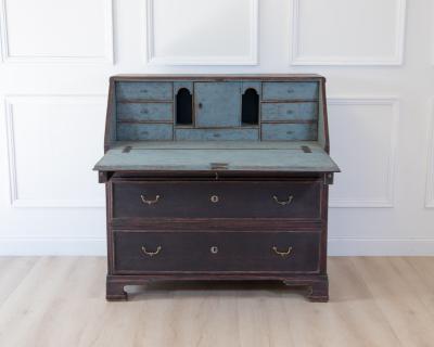 Swedish 19th Century Black Painted Pine Secretary Desk circa 1830 1840