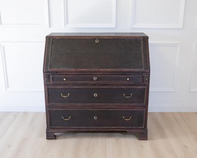 Swedish 19th Century Black Painted Pine Secretary Desk circa 1830 1840