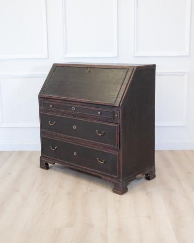 Swedish 19th Century Black Painted Pine Secretary Desk circa 1830 1840