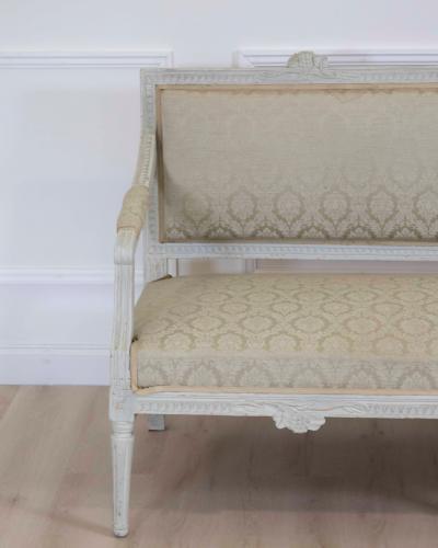 Swedish 19th Century Carved and Painted Pine Bench